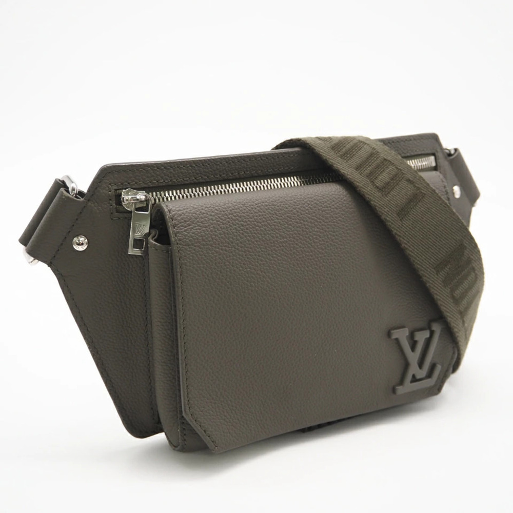 Louis Vuitton LV Aerogram Takeoff Sling Body Bag Khaki Green Grained Calf